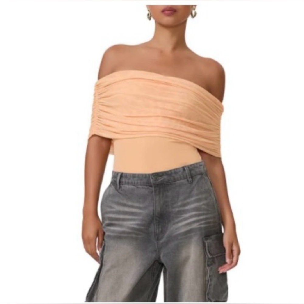 AFRM Orange Off The Shoulder Blouse Bodysuit - Size XS